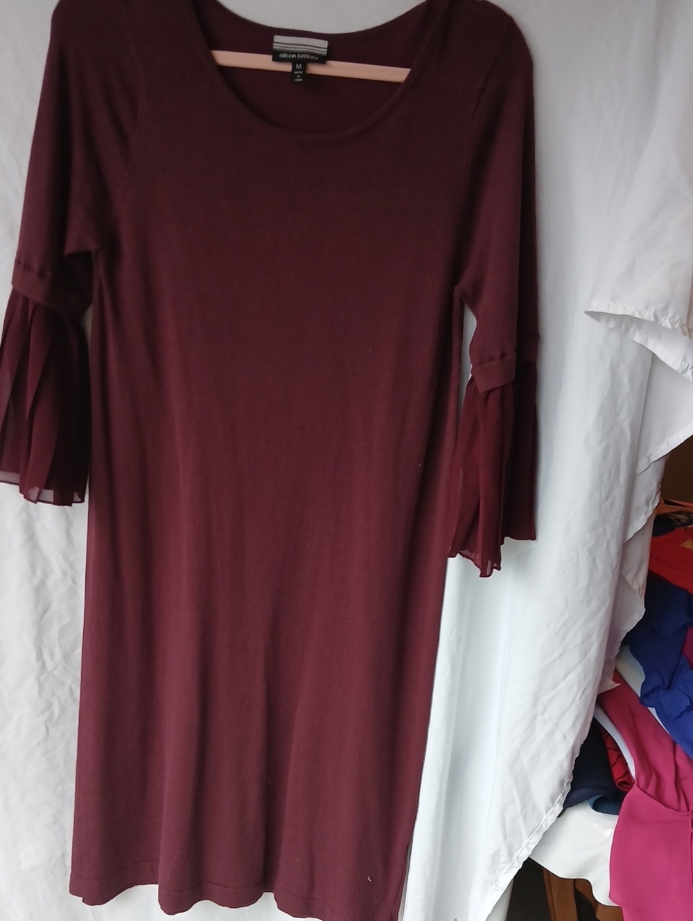 19. Women's Burgundy Bell-Sleeve Dress